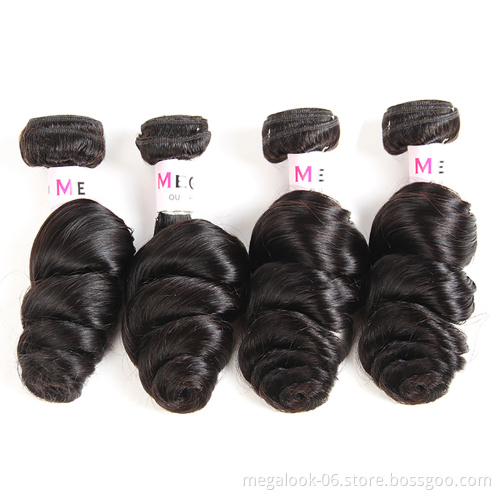 MEGALOOK Raw Unprocessed Peruvian Virgin Hair,Raw Virgin Peruvian Hair Bundles,Remy Human Hair Peruvian Weaving Human